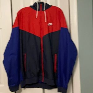 Nike Hooded Multi colored Windbreaker, Light Jacket, Full Zip